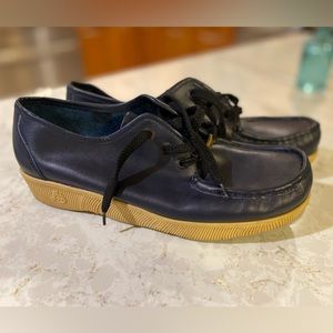Vintage Famolare navy blue Oxford wavy sole shoes, size 11 1/2